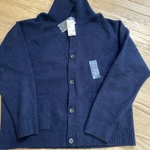 NWT Uniqlo Men's Navy Blue Soufflé Yarn Stand Up Collar Cardigan Sweater - XL
